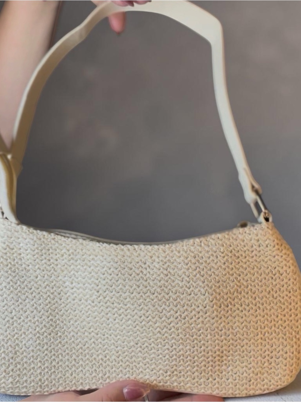 Woven Shoulder Bag in Cream - Elegant Everyday Tote